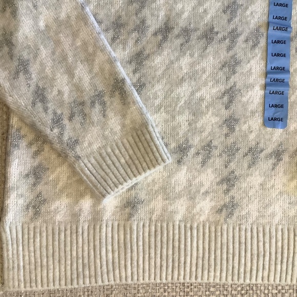 525 Women's Super Soft Crewneck Pullover Lurex Fair isle Sweater Grey Combo - Picture 6 of 15